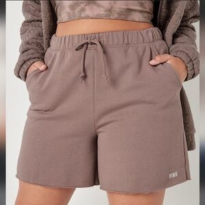 VS PINK Iced Coffee Brown Fleece Lounge High Waist Short Size XL